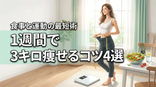 1週間で3キロ痩せるダイエットのコツ4選！短期間で結果を出す食事メニューと運動術